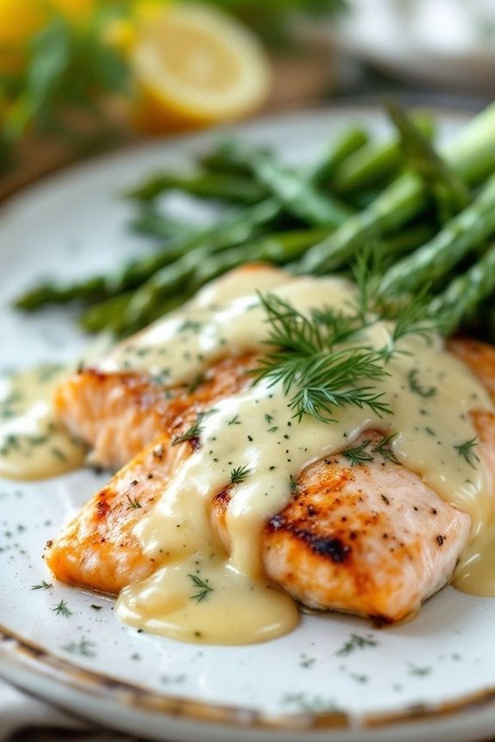 Baked Salmon with Dill Sauce