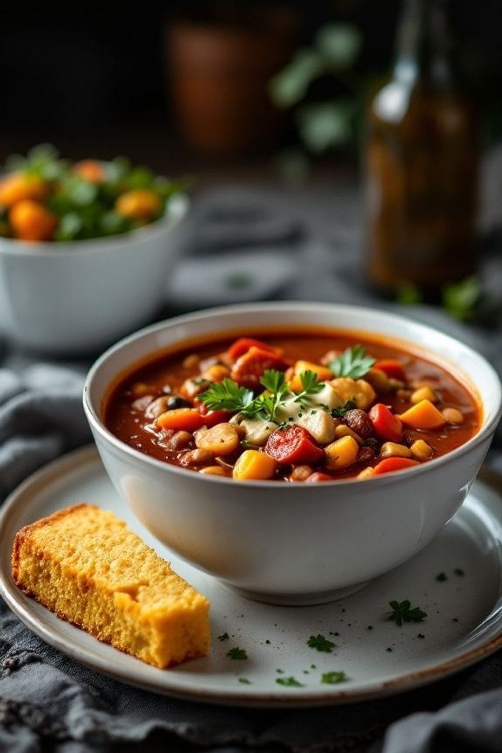 Vegetarian Chili with Cornbread